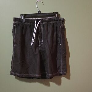 Croft & Barrow Black Swim Shorts with White Accents